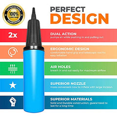 Hand Air Pump for Balloons - 9" Portable Manual Mini Hand Pump for Inflatables - Harmony Artworx Studio