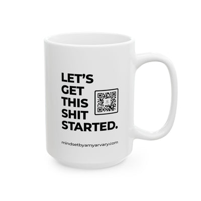 Empower Your Mornings: Amy Arvary's White Guided Meditation Coffee Mug - Scan, Sip & Start Strong!