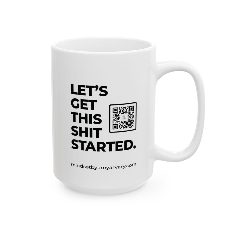 Empower Your Mornings: Amy Arvary's White Guided Meditation Coffee Mug - Scan, Sip & Start Strong!