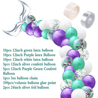 Mermaid Fantasy: 24-inch Metallic Latex Balloon Chain Set - Party...
