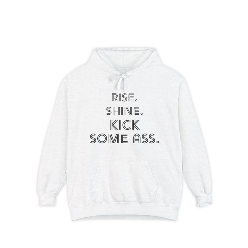 Garment-Dyed Hoodie with Motivational Quote | RISE. SHINE. KICK SOME ASS. | Perfect for Everyday Inspiration, Casual Wear, Fitness, [...]